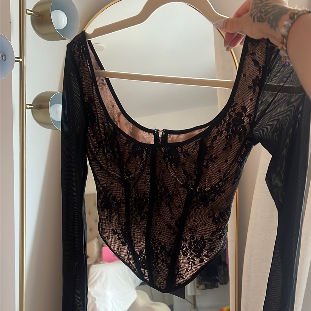 White Fox Boutique Black Lace Top